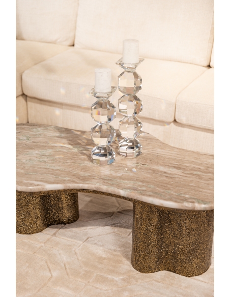 Couchtisch Marmor gealtertes Messing ABANDOS | Loft