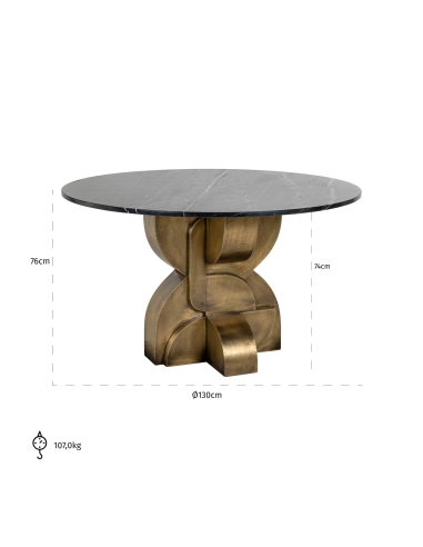 Mesa de comedor mármol negro latón 130 MADDOX | Loft