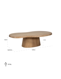 Table basse chêne naturel forme organique RIVA 2