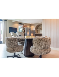Table à manger ronde marbre beige 130 OBEROY | Loft 2