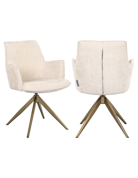 Sedia girevole con braccioli beige DAKOTA | Loft