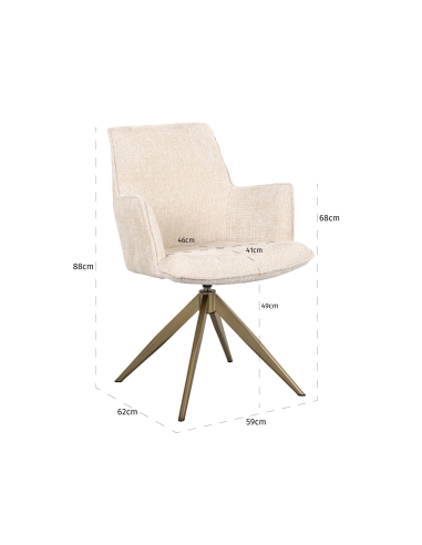 Chaise pivotante avec accoudoirs beige DAKOTA | Loft