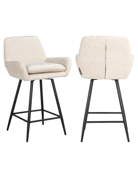 Taburete de bar de chenilla beige lote de 2 LINSEY | Loft