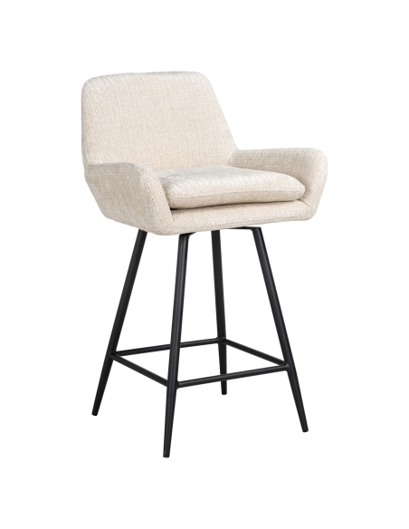 Banco de bar em chenille bege conjunto de 2 LINSEY | Loft