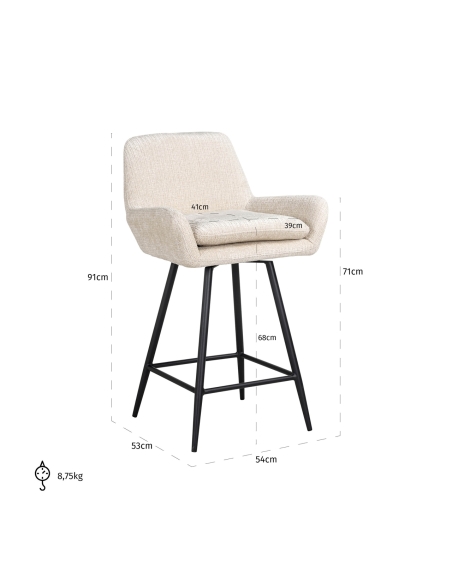 Taburete de bar de chenilla beige lote de 2 LINSEY | Loft