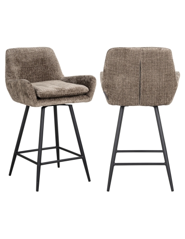 Taburete de bar de chenilla topo lote de 2 LINSEY | Loft