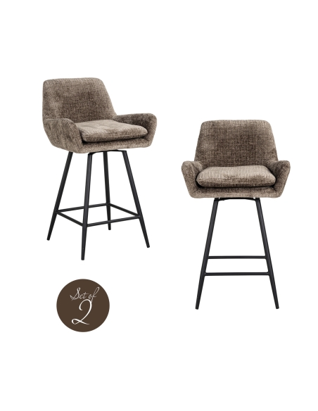 Taburete de bar de chenilla topo lote de 2 LINSEY | Loft