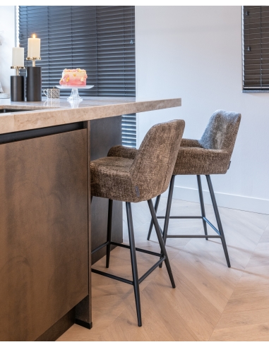 Taburete de bar de chenilla topo lote de 2 LINSEY | Loft