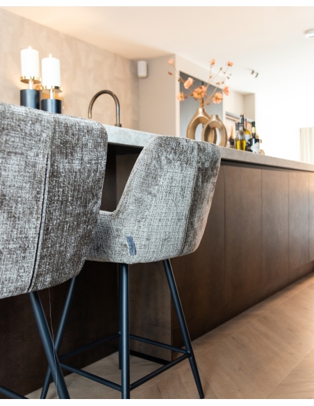 Taburete de bar de chenilla topo lote de 2 LINSEY | Loft