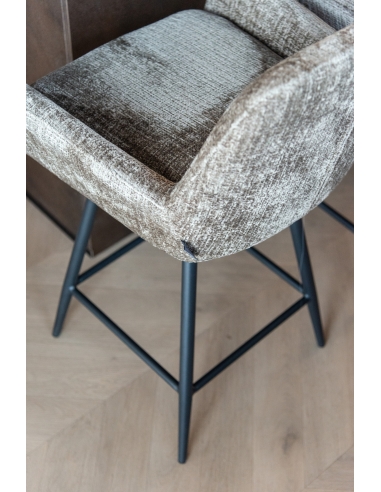 Barkruk chenille taupe set van 2 LINSEY | Loft