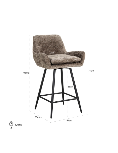 Banco de bar em chenille taupe conjunto de 2 LINSEY | Loft