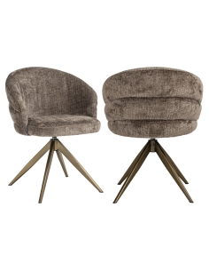 Chaise salle à manger pivotante bouclette taupe ZENDAYA