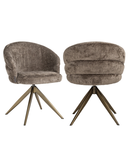 Chaise salle à manger pivotante bouclette taupe ZENDAYA