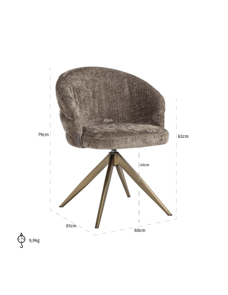 Chaise salle à manger pivotante bouclette taupe ZENDAYA