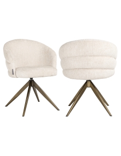 Sedia da sala da pranzo girevole in bouclé beige ZENDAYA