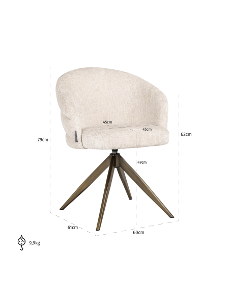 Chaise salle à manger pivotante bouclette beige ZENDAYA