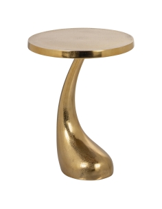 Table d'appoint ronde piètement courbe doré DOLPHIN
