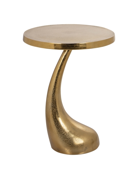 Table d'appoint ronde piètement courbe doré DOLPHIN