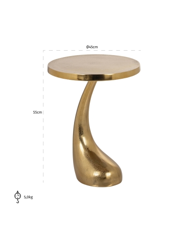 Table d'appoint ronde piètement courbe doré DOLPHIN