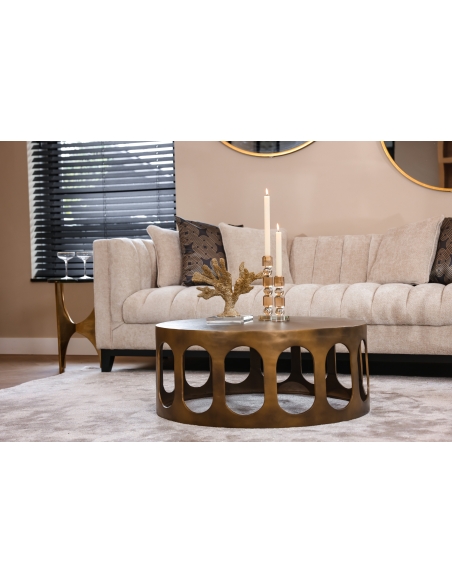 Round side table with gold base 33 AVERY
