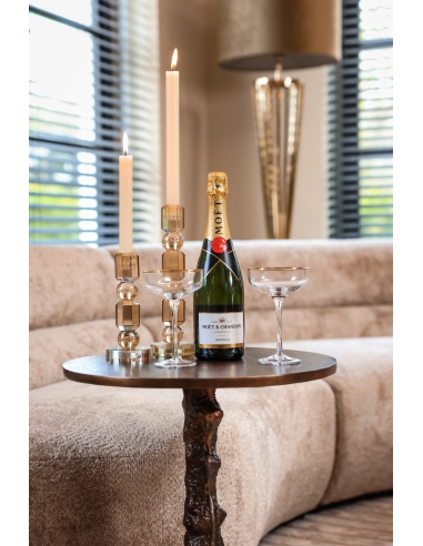 Table d'appoint ronde piètement branche bronze MISTY