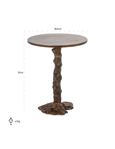 Round side table with branch-style bronze base MISTY
