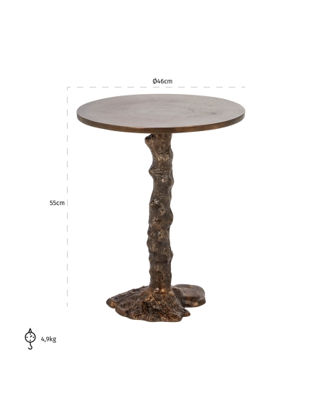 Table d'appoint ronde piètement branche bronze MISTY