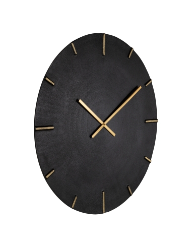 Round black and gold aluminum wall clock 74 BILAL