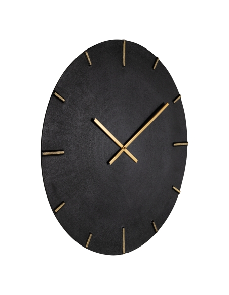 Round black and gold aluminum wall clock 74 BILAL