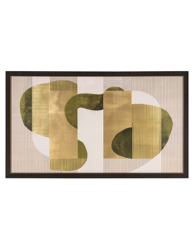 Tableau abstrait formes organiques vert doré JOYLIN