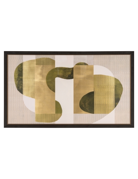 Quadro abstrato formas orgânicas verde dourado JOYLIN