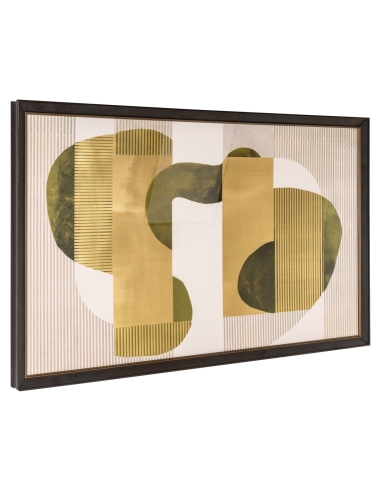 Tableau abstrait formes organiques vert doré JOYLIN