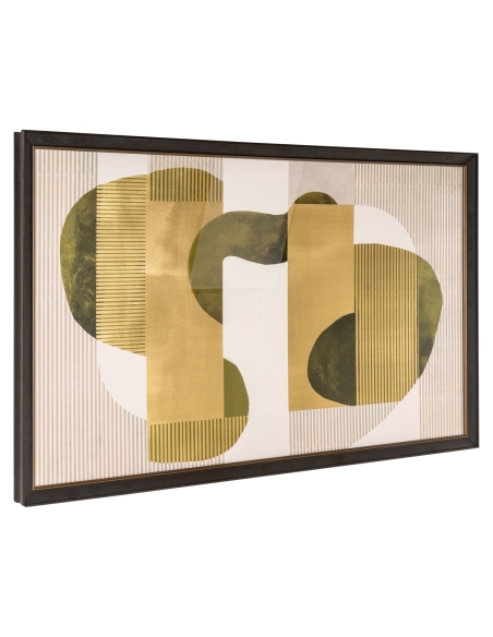 Tableau abstrait formes organiques vert doré JOYLIN