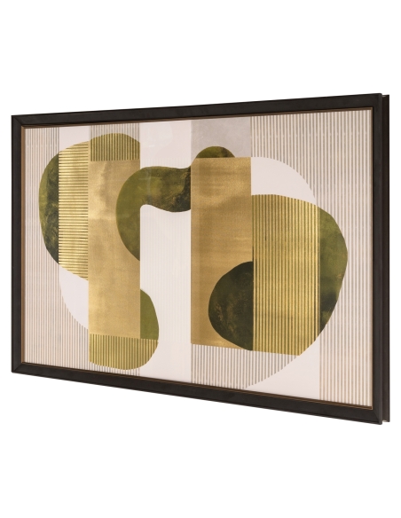Tableau abstrait formes organiques vert doré JOYLIN