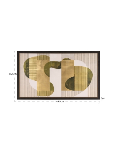 Quadro abstrato formas orgânicas verde dourado JOYLIN