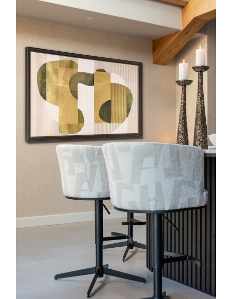 Quadro abstrato formas orgânicas verde dourado JOYLIN