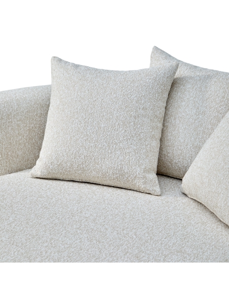 Round sun lounger in ecru bouclé fabric BELUCCI