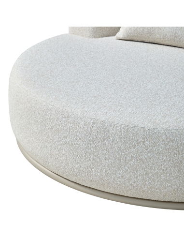 Round sun lounger in ecru bouclé fabric BELUCCI