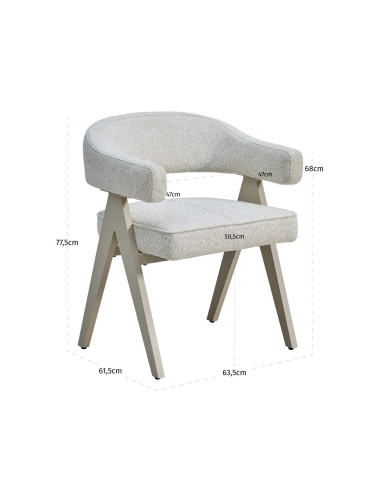 Chaise de salle à manger extérieure écru CATALAN