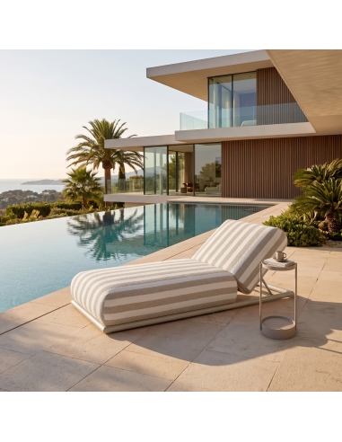 Bain de soleil dossier inclinable tissu rayé SULLIVAN