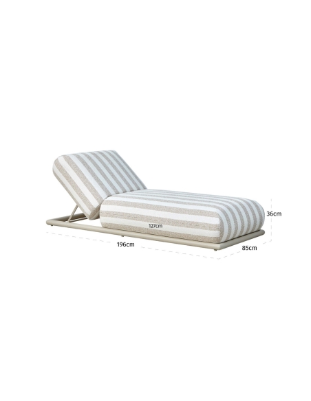 Bain de soleil dossier inclinable tissu rayé SULLIVAN