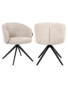 Chaise OLIVIA Natural Miami beige avec piètement noir, vue de trois quarts 2