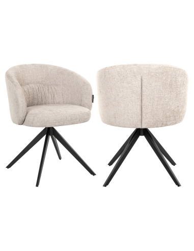 Stoel OLIVIA Natural Miami beige, driekwart- en achteraanzicht