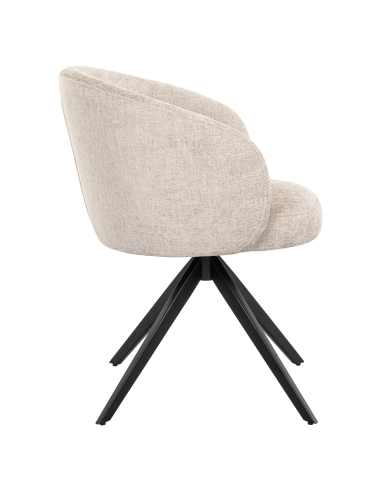 OLIVIA Natural Miami chair side view, curved backrest and black legs