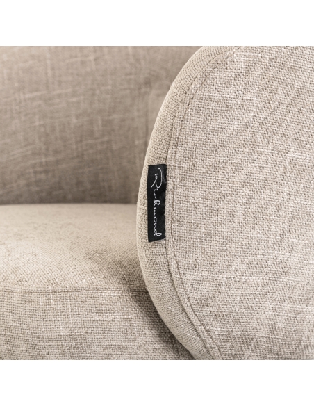 Detail of the Natural Miami beige fabric and the Richmond Interiors label