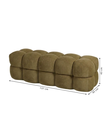 Dimensions of the ENORA olive bench with measurements shown