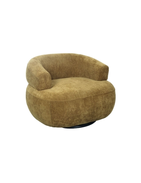 Fauteuil pivotant BASILE vert olive sur fond uni