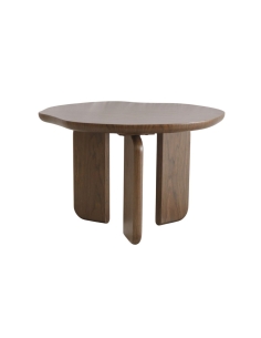 Ronde organische bijzettafel LUCY in donkerbruine houtlook