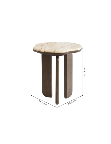 Bijzettafel LUCY met aangegeven afmetingen 50 × 44,5 × 43,5 cm