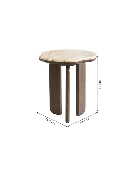Table d’appoint LUCY avec dimensions 50 × 44,5 × 43,5 cm indiquées